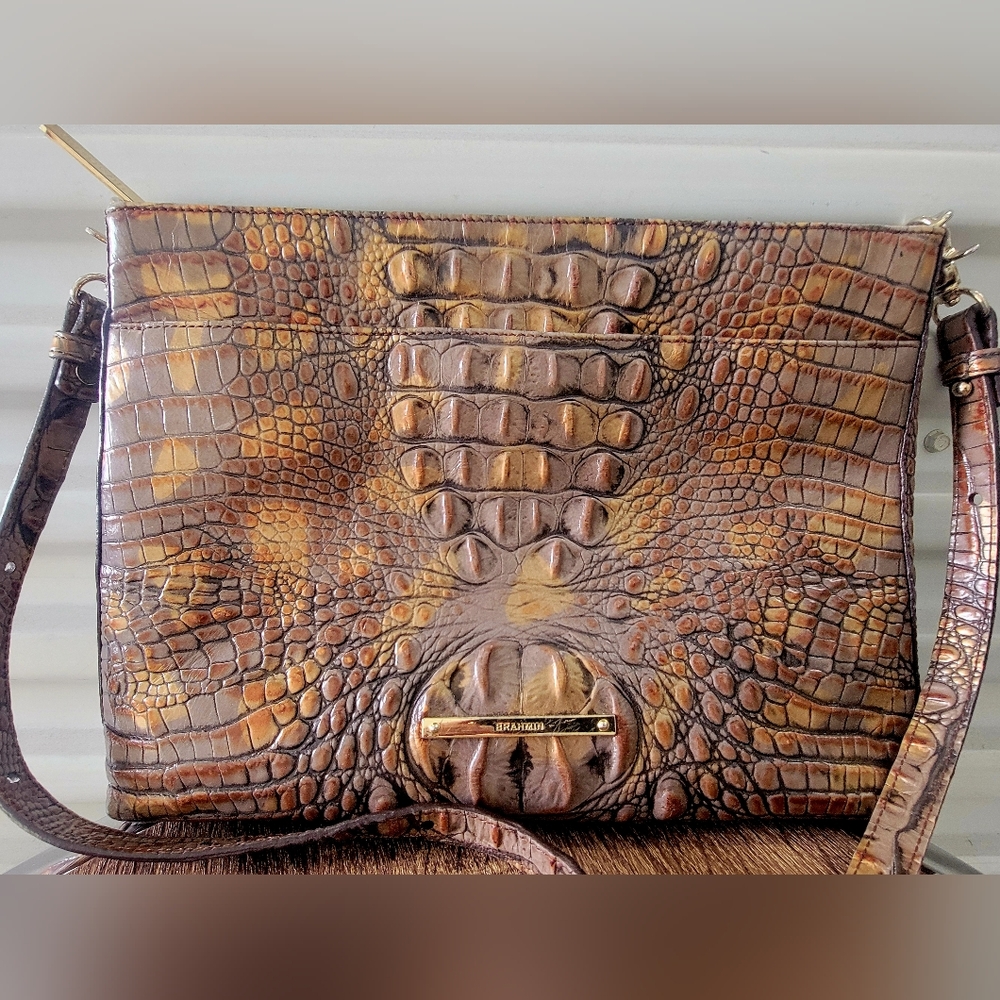 BRAHMIN REMI CROSSBODY W/MATCHING SURI WALLET SET IN FALL TORTOUISE